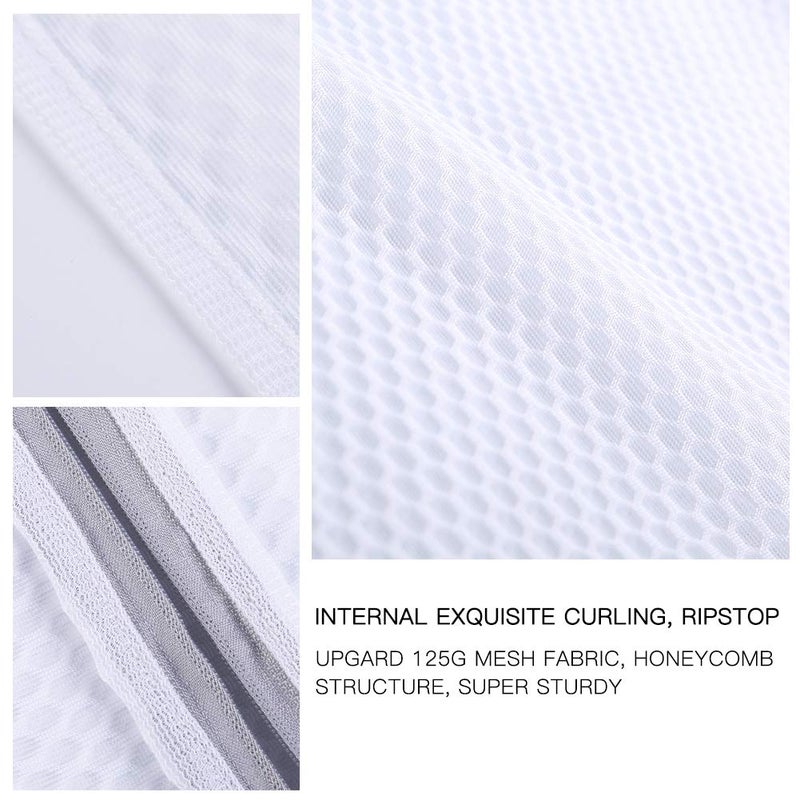 Kimmama Laundry Mesh Wash Bags, Lingerie Bags for Washing Delicates, Mesh Laundry Bags for Washing Machine, White Net, Grey Zipper, 1L & 1M - Image 2